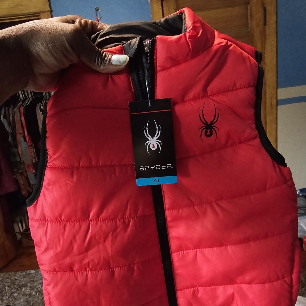SPYDER Boys Size 4T Red/Black Vested Jacket